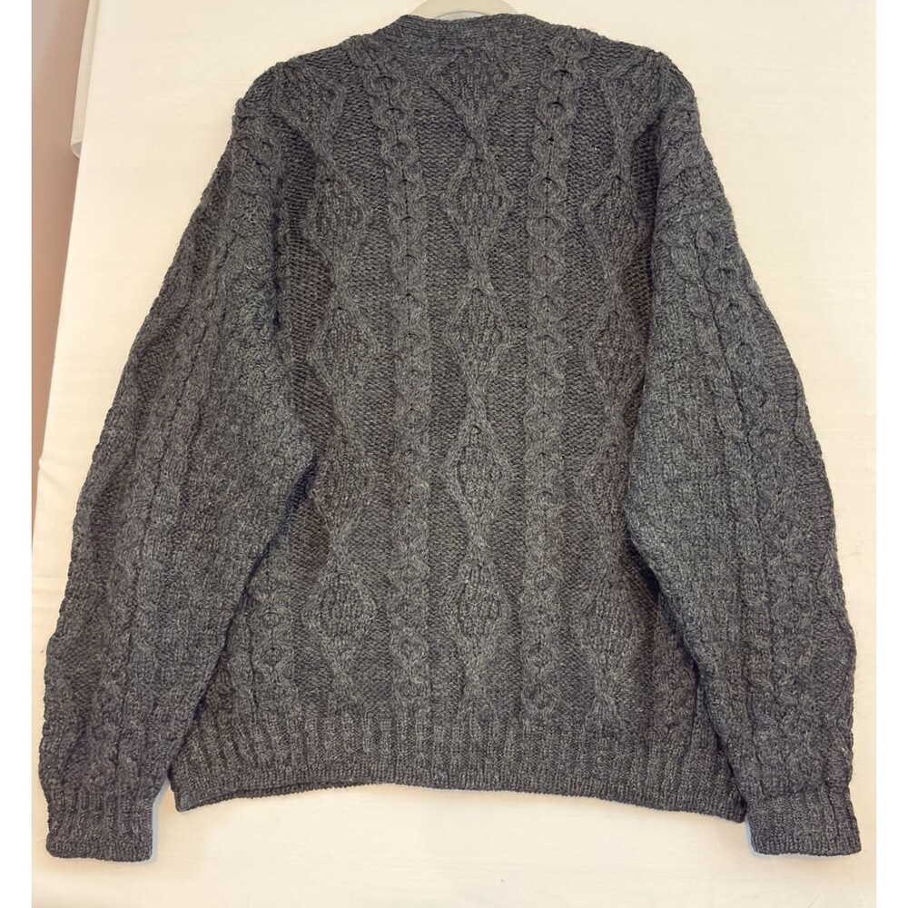 LL Bean Men Gray/Blue Cardigan sweater button up‎ 100% Wool Outdoors Large - Picture 4 of 13